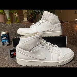NIKE JORDAN 1 MID (554724 100) WHITE WHITE-COOL